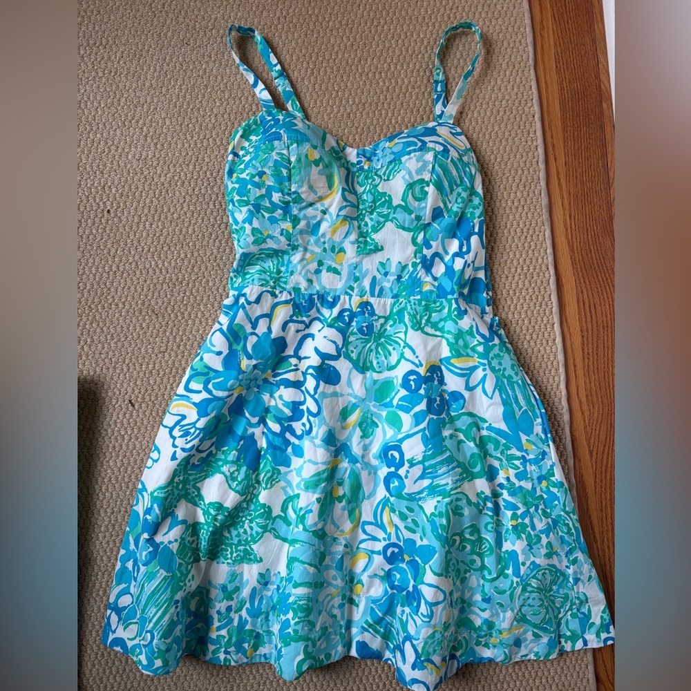 Lilly Pulitzer Blue and Green Floral Dress